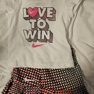 Nike White Graphic Tee and Colorful Skirt Set